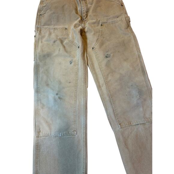 CARHARTT Brown B136 Double Front Washed Duck Loose Fit Distressed Pants 32x34 - Picture 4 of 11
